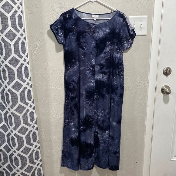 J Jill Pure Jill Tie-Dyed Velvet Maxi Dress Blue Size Small - Picture 2 of 7